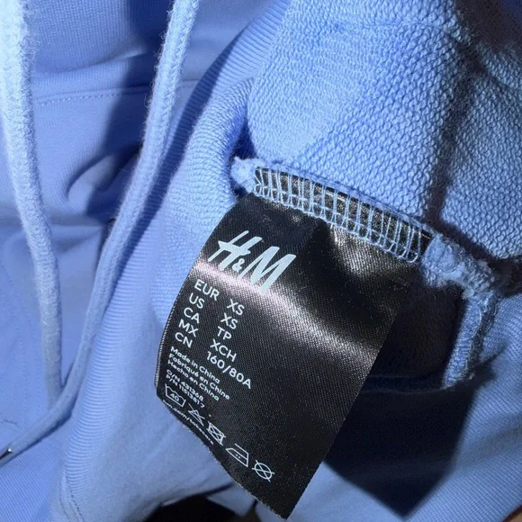 H&M X Mugler Women's Cropped Hoodie in Sky Blue - Picture 5 of 6